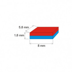 Imán de neodimio prismático, 8x5,6x1,6 P 180 °C, VMM5UH-N35UH