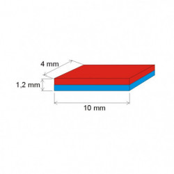 Imán de neodimio prismático, 10x4x1,2 Au 80 °C, VMM10-N50