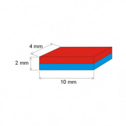 Imán de neodimio prismático, 10x4x2 Au 80 °C, VMM10-N50