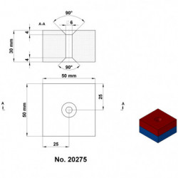 Imán de neodimio prismático, 50x50x30 N 80 °C, VMM10