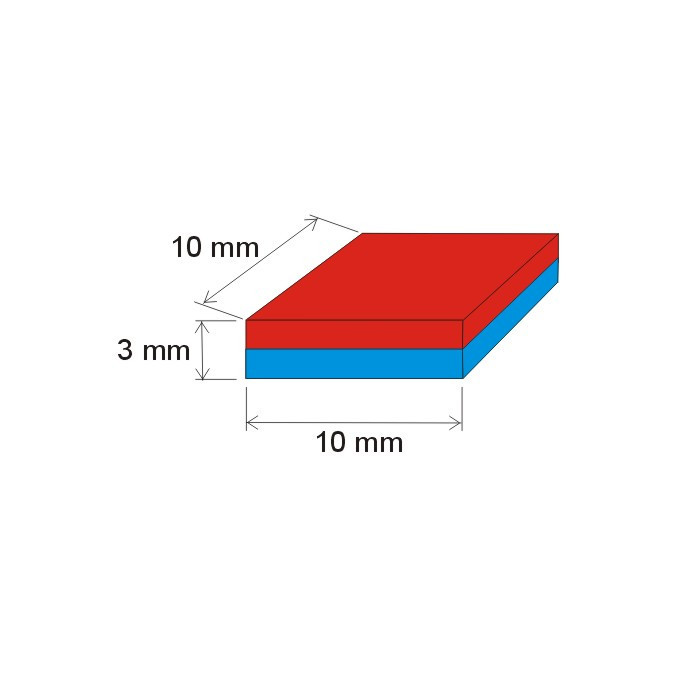 Imán de neodimio prismático, 10x10x3 N 150 °C, VMM7SH-N42SH