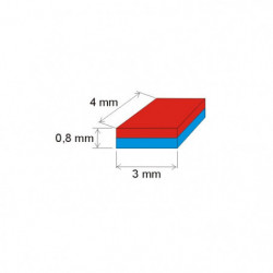 Imán de neodimio prismático, 3x4x0,8 N 150 °C, VMM8SH-N45SH