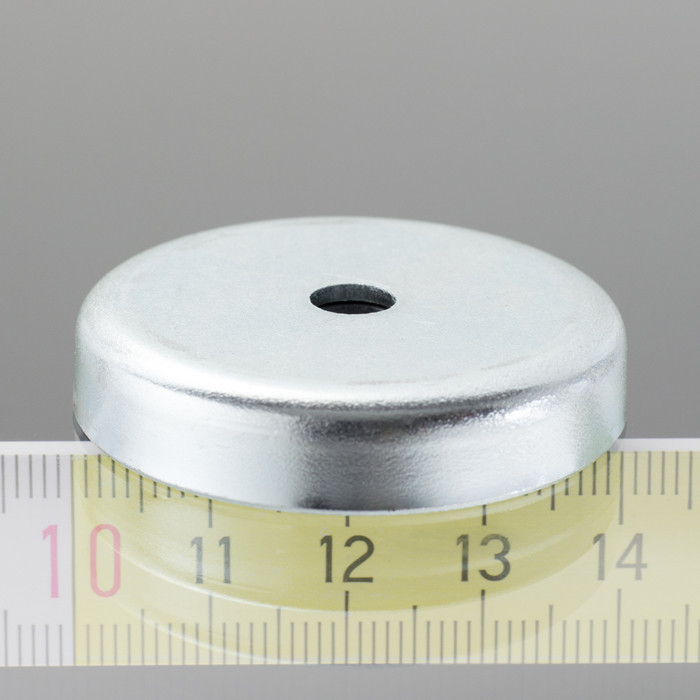 Lente magnética, ø 40, altura 8 mm, agujero interior para un tornillo, ø 5,5 mm