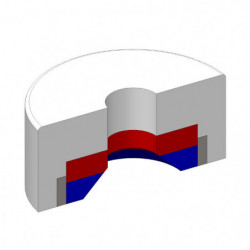 Lente magnética, ø 10, altura 4,5 mm, agujero interior para un tornillo avellanado, ø 2,6
