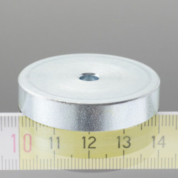 Lente magnética, ø 40 x altura 8 mm, agujero interior para un tornillo avellanado, ø 5,4 mm