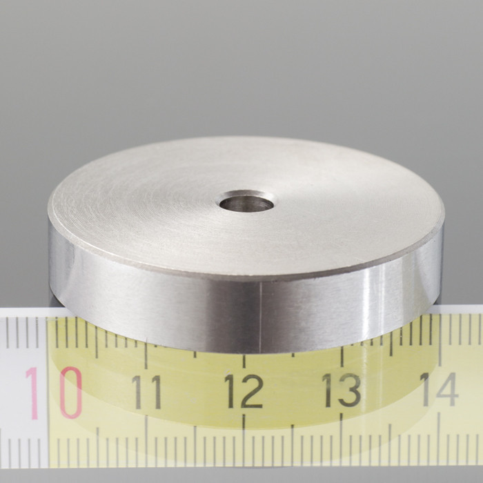 Lente magnética, ø 40 x altura 8 mm, agujero interior para un tornillo, ø 5,5 mm