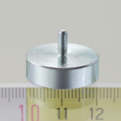 Lente magnética con pie, ø 20 x altura 6 mm, con rosca exterior M3, longitud de la rosca 7 mm
