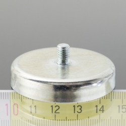 Lente magnética con pie, ø 47 x altura 17 mm, con rosca exterior M6, longitud de la rosca 8 mm