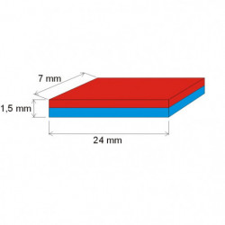 Imán de neodimio prismático, 24x7x1,5 N 180 °C, VMM6UH-N38UH