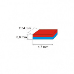 Imán de neodimio prismático, 4,7x2,54x0,8 E 150 °C, VMM6SH-N40SH