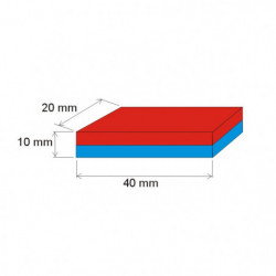 Imán de neodimio prismático, 40x20x10 N 80 °C, VMM10-N50