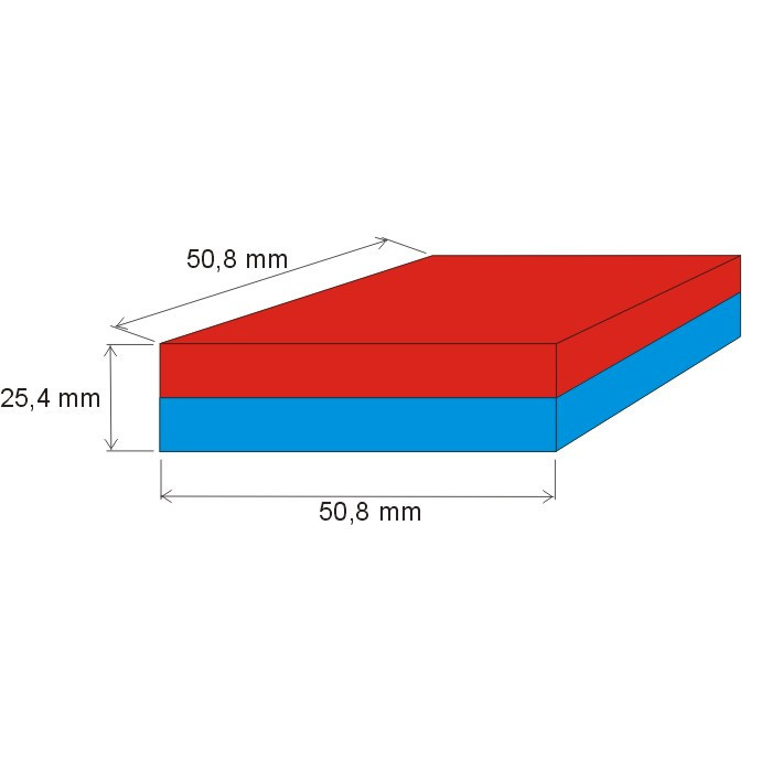 Imán de neodimio prismático, 50,8x50,8x25,4 N 80 °C, VMM6-N40