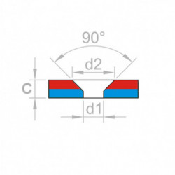 Imán de neodimio prismático con agujero para tornillo con cabeza avellanada 20 x 20 x 4 N 80 °C, VMM4-N35