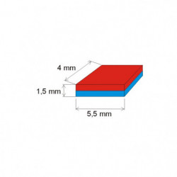 Imán de neodimio prismático, 5,5x4x1,5 P 150 °C, VMM8SH-N45SH