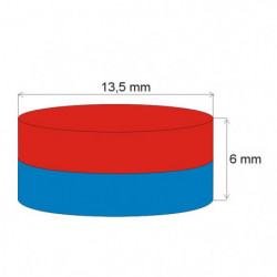 Imán de neodimio cilíndrico, ø 13,5x6 N 80 °C, VMM7-N42